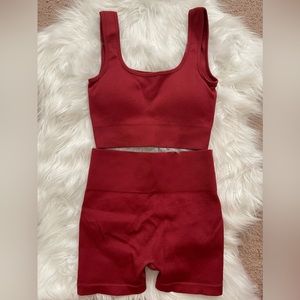 Seamless Burgundy Biker Set Size Small